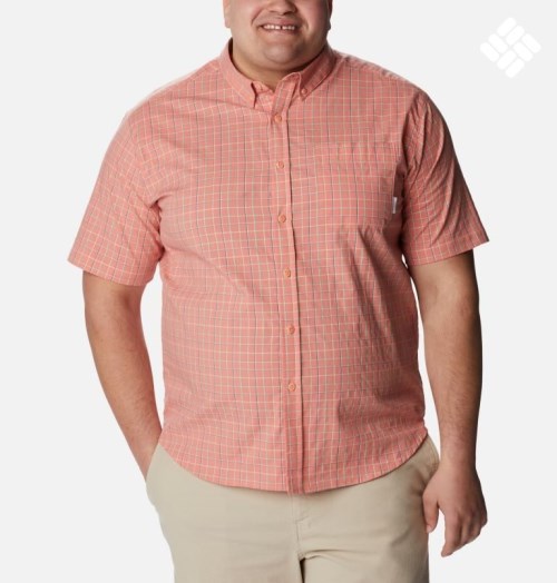 Men's Columbia Rapid Rivers II Short Sleeve Shirts Coral | Plus Size CA-ZCL53